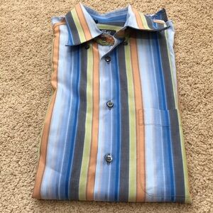 Turrau mens medium blue multi long sleeve cotton shirt.